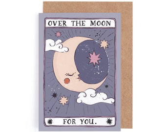 Congratulations Card to Say You're Over the Moon | Perfect for New Job Card, New Baby Card or Pregnancy Congratulations Card | Tarot Card