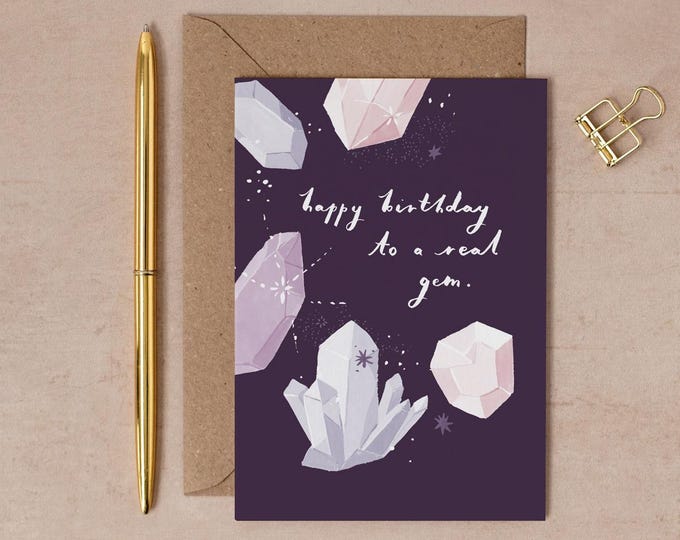 Real Gem Birthday Card | Female Birthday Card | Birthday Card for Her | Crystal Birthday Card | Mystic Birthday Card | Crystals | Gems