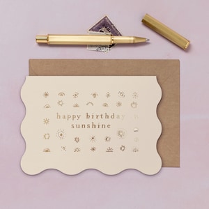 Happy Birthday Sunshine Card | Birthday Card | Luxury Birthday Card | Minimalist Card | Gold Foil Card | Typographic Card | Gender Neutral