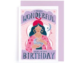 Fortune Teller Birthday Card | Crystal Ball Birthday Card | Birthday Card For Friend | Cher Birthday Card | Birthday Card For Best Friend