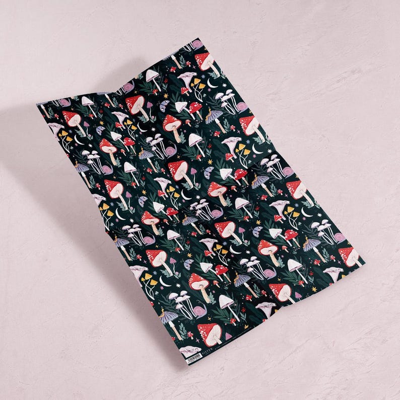 Mushrooms gift wrap sheets by Sister Paper Co. Use these mushroom gift wrap sheets as mushroom wrapping paper for your birthday gifts, anniversary presents or as craft paper.
