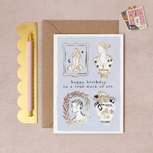 Work of Art Birthday Card | Female Birthday Card | Artist Birthday Card | Gallery Birthday Card | Golden Birthday Card | Luxury Card