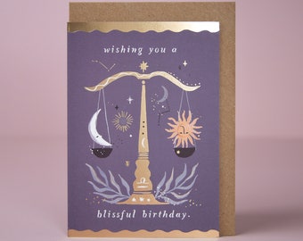 Libra Birthday Card | Zodiac Birthday Card | Libra Astrology Birthday Card | Horoscope Birthday Card | Star Sign Birthday | Constellation