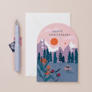 Sunset Anniversary Card | Anniversary Card | Happy Anniversary Card | Mountains Anniversary Card | Hiking Anniversary Card | Nature Card