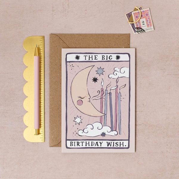 Tarot Moon and Candles Birthday Card | Birthday Card | Tarot Birthday Card | Tarot Card | Birthday Card for Her | Moon Birthday Card