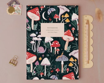 Mushrooms Notebook | Plain Page Journal | Blank Notebooks