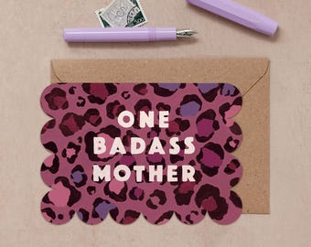 Badass Mother Card | Mother's Day Cards | Leopard Print Card For Mum | Mum Birthday Card