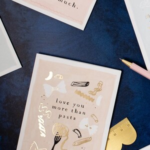 love you more than pasta anniversary card