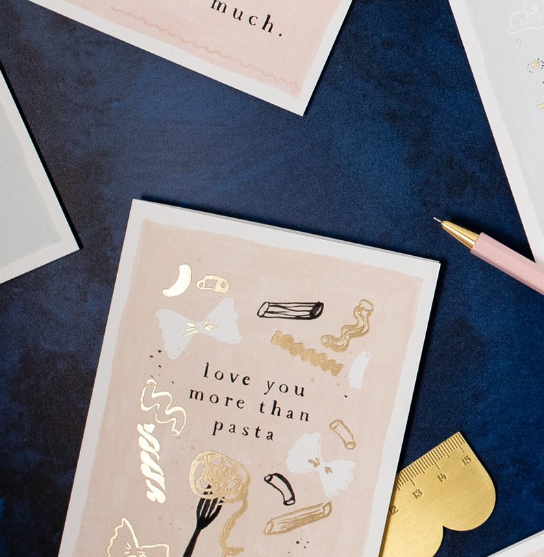 love you more than pasta anniversary card