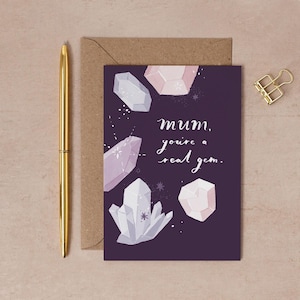 Tarjeta de mamá con gemas reales / Tarjeta del Día de la Madre / Tarjeta para mamá / Tarjeta de cristal para mamá / Tarjeta de gemas / Regalo de cristal / Regalo de gemas / Coleccionista de cristales
