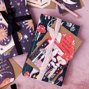 Mushrooms gift wrap sheets by Sister Paper Co. Use these mushroom gift wrap sheets as mushroom wrapping paper for your birthday gifts, anniversary presents or as craft paper.