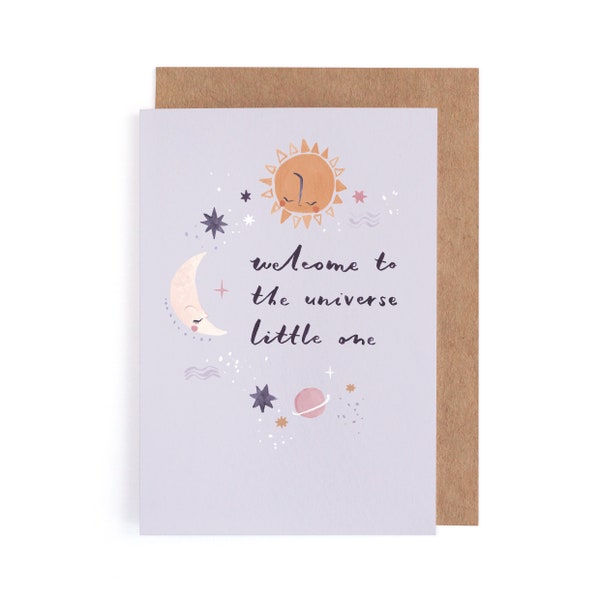New Baby Card | Welcome to the Universe Little One Card | Gender Neutral Baby Card | Unisex New Baby Card
