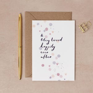 Wedding card with falling colourful confetti, perfect for all kinds of love, couples and partnerships.