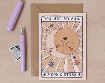 Sun, Moon & Stars Card | Love Card | Anniversary Card | Wedding Anniversary Card | Same Sex Anniversary Card | Lesbian Anniversary Card