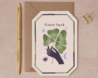 Lucky Clover Good Luck Card | Greetings Cards | Good Luck Exams Card | Good Luck Driving Test Card