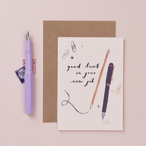 Nouvelle carte de travail | Bonne chance | Carte de déménagement | Crayon Nouvelle carte de travail | carte d'adieu | Bonne chance dans votre nouvelle carte de travail