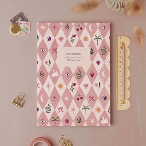 Blush Harlequin Notebook | Plain Page Journal | Blank Notebooks
