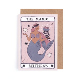 Mermaid Birthday Card in tarot card style