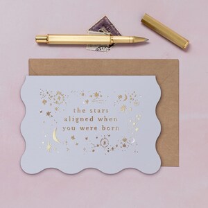 Stars Aligned Birthday Card | Birthday Card | Luxury Birthday Card | Minimalist Card | Gold Foil Card | Typographic Card | Gender Neutral