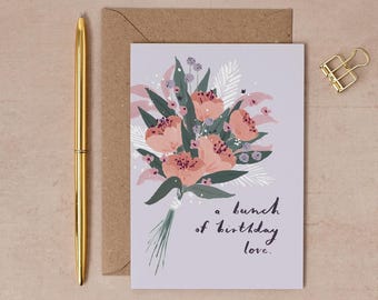 Bouquet Birthday Card | Flowers Birthday Card | Floral Birthday Card | Birthday Card For Friend | Birthday Card for Mum