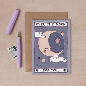 Congratulations Card to Say You're Over the Moon | Perfect for New Job Card, New Baby Card or Pregnancy Congratulations Card | Tarot Card