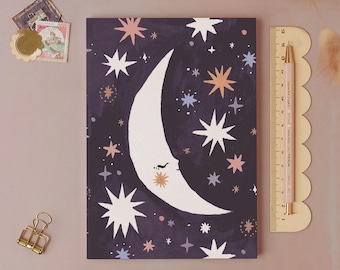 Sleeping Moon Pocket Notebook | Plain Page Journal | Mini Notebook | Blank Notebooks