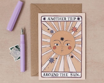 Sun Tarot Birthday Card | Birthday Card For Witch Birthday | Tarot Card Art Style Birthday Card