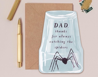 Spider Catching Dad Card | Father's Day Card | Dad Birthday Card