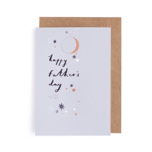 Fathers Day card with minimalist painted artwork of stars and moon.