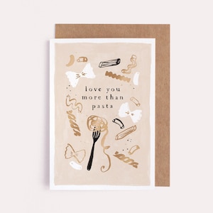 love you more than pasta anniversary card