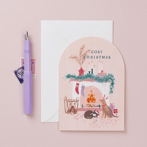 Cat Christmas Card | Dog Christmas Card | Cosy Christmas Card |  Hygge Christmas Card  | Holiday Card Unique Christmas Card | Pet Xmas Card