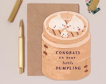 Dumpling New Baby Card | New Baby Cards | Gender Neutral Baby Card | Baby Shower Card | New Parents Card | Cute Dumpling Card