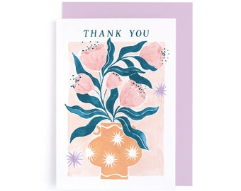 Flowers Thank You Card | Thank You Floral Card | Thank You Card For Friend | Thoughtful Card | Matisse Card | Thanks Card