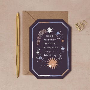 Mercury in Retrograde Birthday Cards | Astrology Cards | Space Birthday Card | Birthday Card
