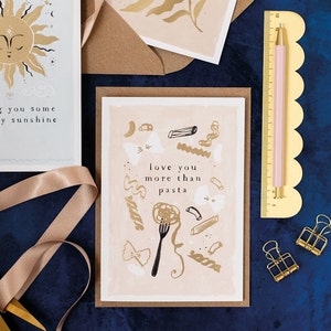 love you more than pasta anniversary card