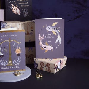 A Pisces star sign inspired zodiac birthday card from Sister Paper Co.