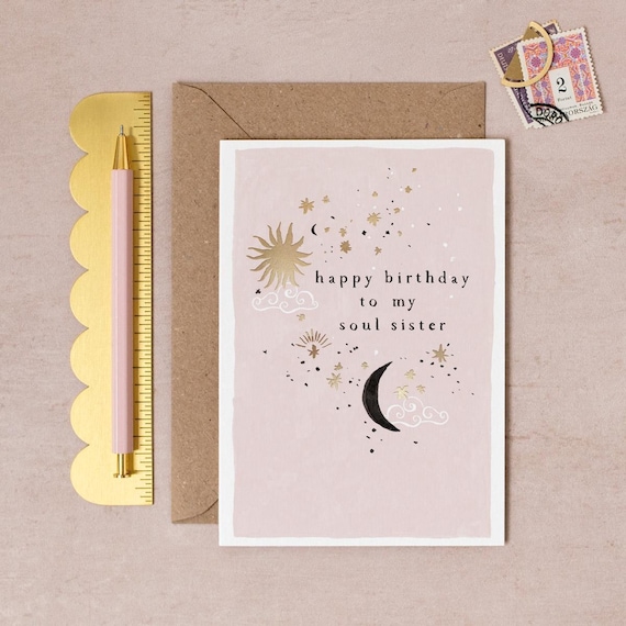 Soul Sister Birthday Card | Luxury Gold Foil Birthday Card | Sister Birthday Card | Birthday Card for Friend | Birthday Greeting Card