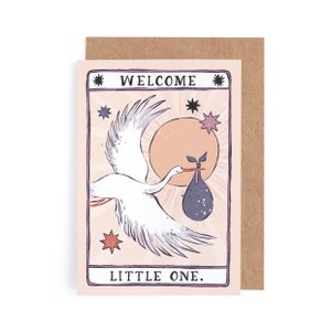 New Baby Card with a Stork Illustration | Perfect as a Gender Neutral Baby Card | Gender Neutral New Born Baby Card