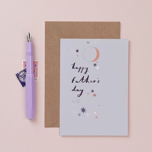 Fathers Day card with minimalist painted artwork of stars and moon.