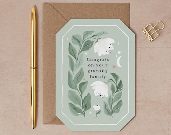 Growing Family New Baby Card | New Baby Greeting Cards | Newborn Baby Card | Unisex New Baby Card | Gender-Neutral New Baby Card