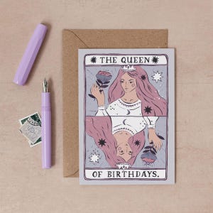 Queen of Birthdays Card | Birthday Card | Tarot Birthday Card | Female Birthday Card | Birthday Card for Her | Queen Birthday Card