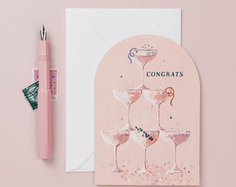 Champagne Congratulations Card | Prosecco Card | Congratulations Card | Congrats Card | Engagement Card
