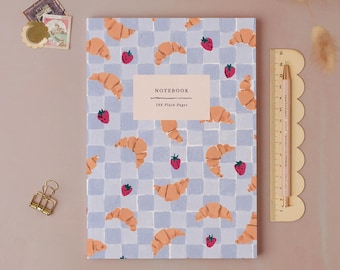 Croissant Cafe Notebook | Plain Page Journal | Blank Notebooks