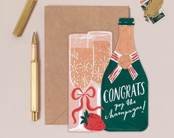 Pop The Champagne Congratulations Card | Congratulations Cards | Champagne Card | New Job Card | Celebration Card | Graduation Card