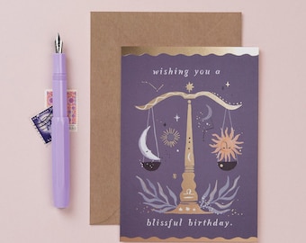 Libra Birthday Card | Zodiac Birthday Card | Libra Astrology Birthday Card | Horoscope Birthday Card | Star Sign Birthday | Constellation