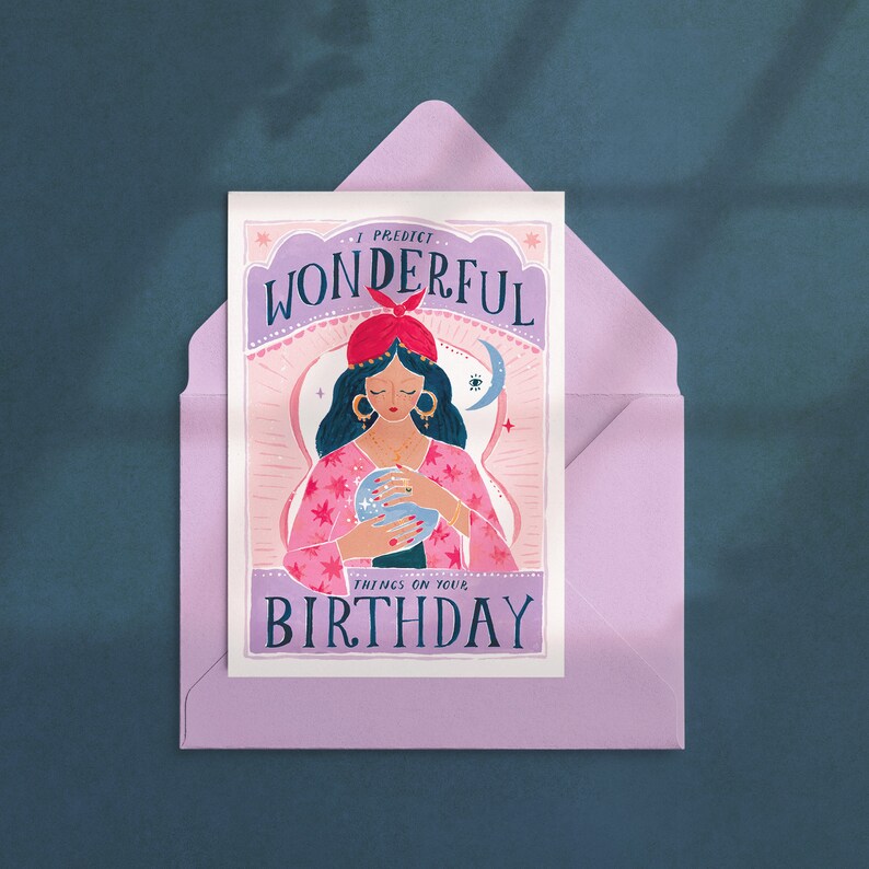 Fortune Teller Birthday Card Crystal Ball Birthday Card Etsy