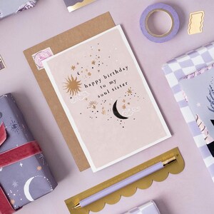 Soul Sister Birthday Card | Luxury Gold Foil Birthday Card | Sister Birthday Card | Birthday Card for Friend | Birthday Greeting Card afbeelding 3