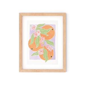 A Matisse-inspired digital art print of oranges for home decor.
