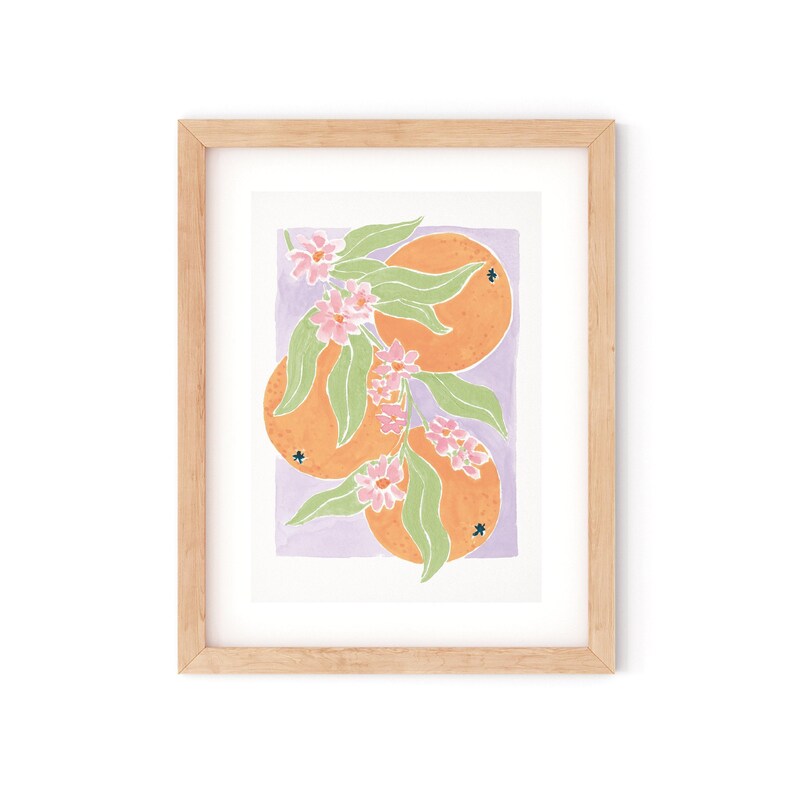 A Matisse-inspired digital art print of oranges for home decor.