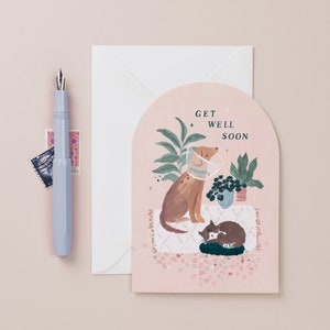 Cat and Dog Get Well Soon Card | Get Well Soon Card for Dog Lover or Cat Lover | Feel Better Soon Card
